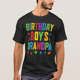 Birthday Boy's Grandpa Blocks Master Builder Brick T-Shirt