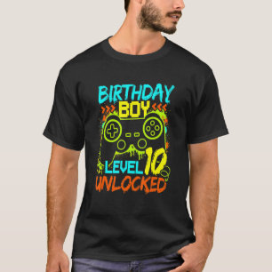 Birthday Boys Level 10 Unlocked Video Gamer T-Shirt