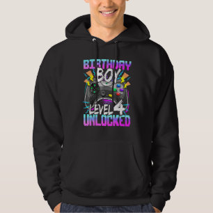 Birthday Boys Level 4 Unlocked Video Gamer Birthda Hoodie