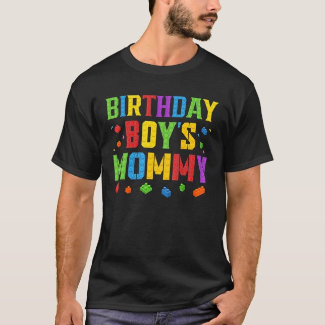 Birthday Boy's Mummy Blocks Master Builder Brick B T-Shirt (Front)
