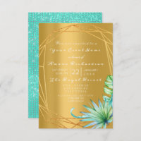 Birthday Bridal Palm Mint Aqua Tropic Frame Gold