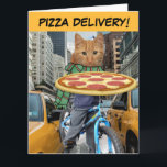 BIRTHDAY BROTHER CAT PIZZA DELIVERY GREETING CARD<br><div class="desc">PIZZA DELIVERY CAT BIRTHDAY CARDS. HAPPY BIRTHDAY BROTHER</div>