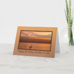Birthday,  Brother-in-law, Ocean View at Sunset Card<br><div class="desc">A beautiful sunset over the shores of the Gulf of Mexico with shades of red, gold, and orange make a splendid and colourful image for this birthday greeting card for a brother-in-law. A great blue heron bird stands in the water in the foreground while two sea gulls are seen in...</div>
