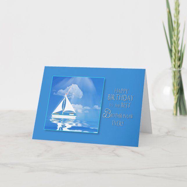 BIRTHDAY - BROTHER-in-LAW - SAILBOAT - BLUE SEA Card (Front)