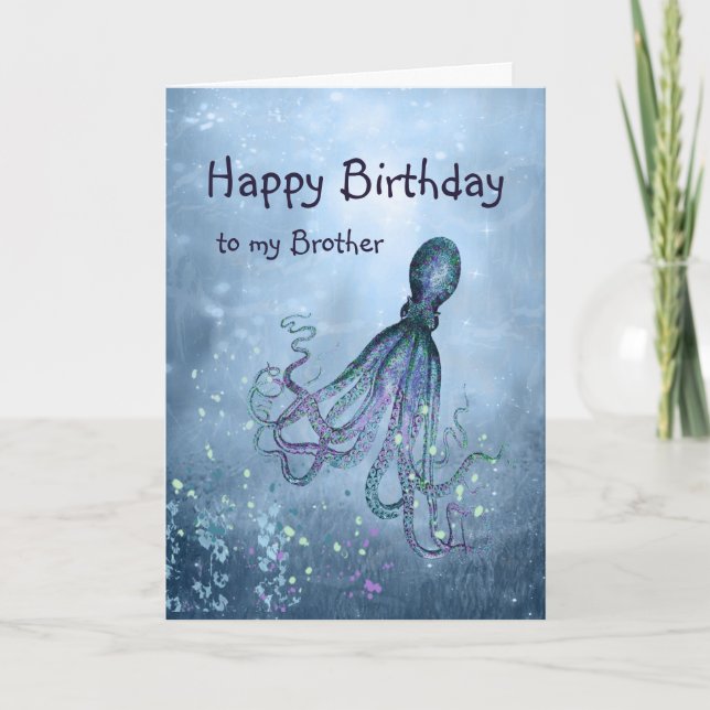 Birthday Brother Octopus Could Hug You Card (Front)