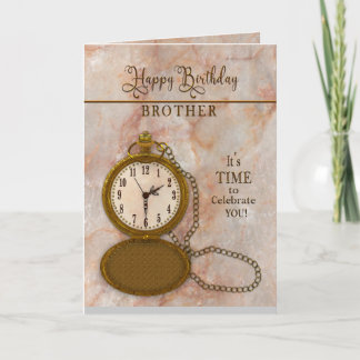 Birthday Brother Pocket Watch and Chain Card
