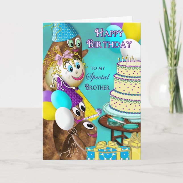 BIRTHDAY - BROTHER - POTATO FAMILY COLLECTION CARD (Front)