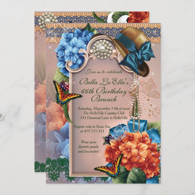 Birthday Brunch Mothers Day Luncheon Invitations (Front/Back)