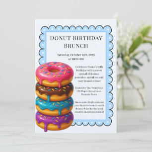 Birthday Brunch Party   Pancakes & Doughnuts  Invitation