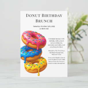 Birthday Brunch Party   Pancakes & Doughnuts  Invitation