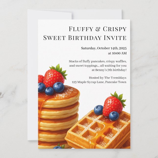 Birthday Brunch Party | Pancakes & waffles  Invitation (Front)