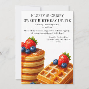 Birthday Brunch Party Pancakes & waffles Invitation