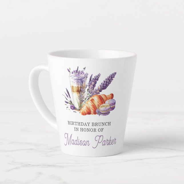Birthday Brunch Watercolor Personalised Latte Mug (Left Angle)