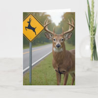 Birthday Buck Posed By a Deer Crossing Sign