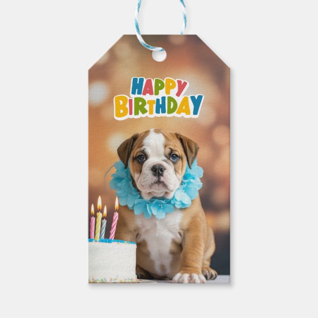 Birthday Bulldog Gift Tags (Front)