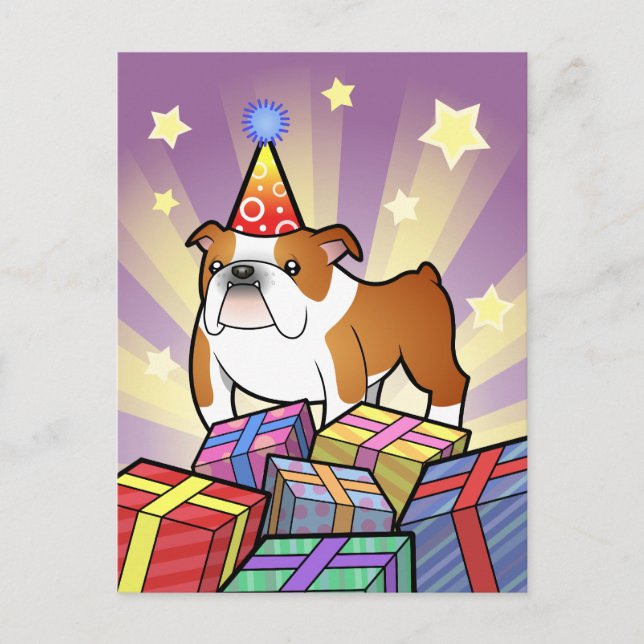 Birthday Bulldog Postcard (Front)