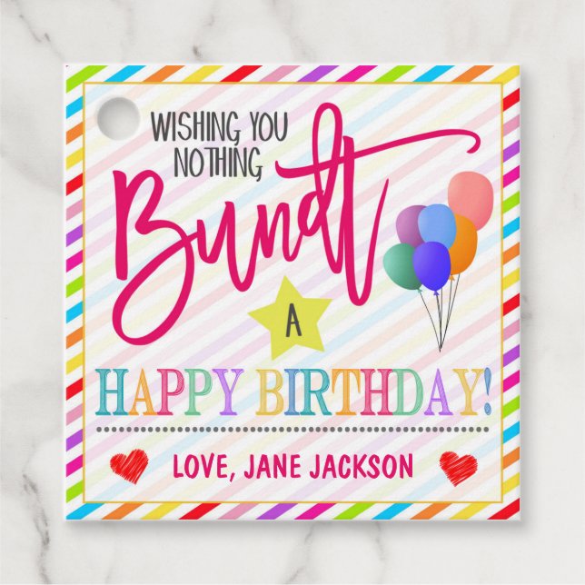 Birthday Bundt Cake Gift Tag (Front)