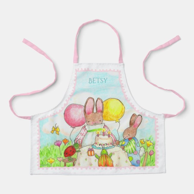 Birthday Bunny Child's Apron (Front)