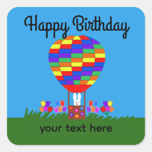 Birthday Bunny Hot Air Balloon #3 Stickers