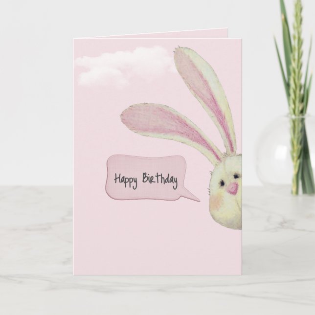 Birthday Bunny On Pink Card (Front)