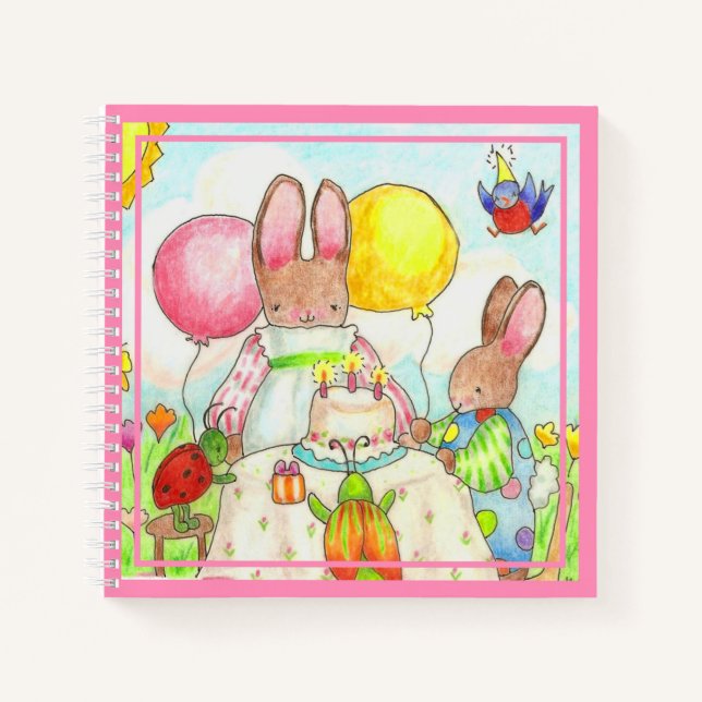Birthday Bunny Spiral Notebook (Front)