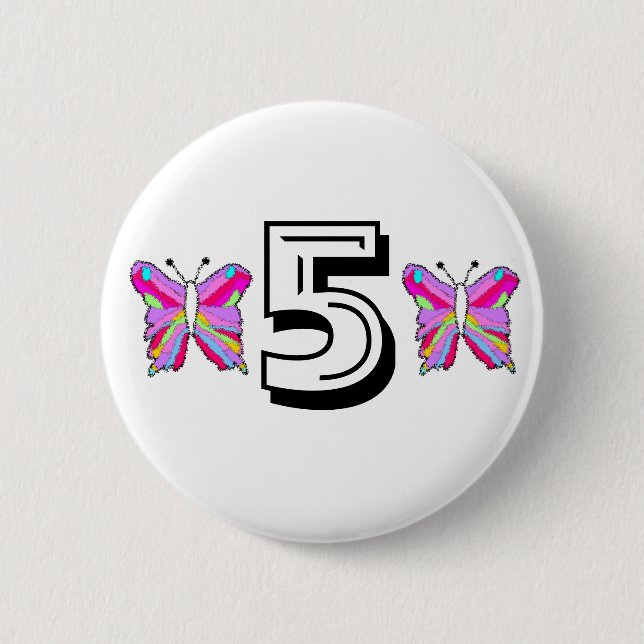 Birthday butterfly 6 cm round badge (Front)