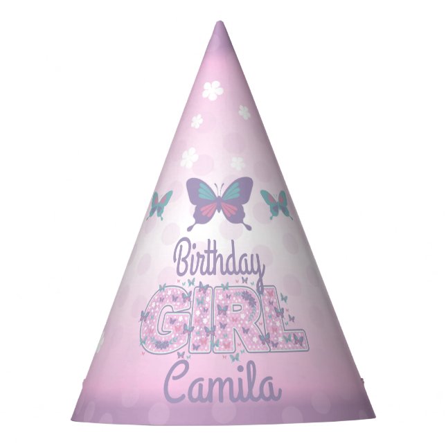 Birthday butterfly custom designs  Party Hat (Front)