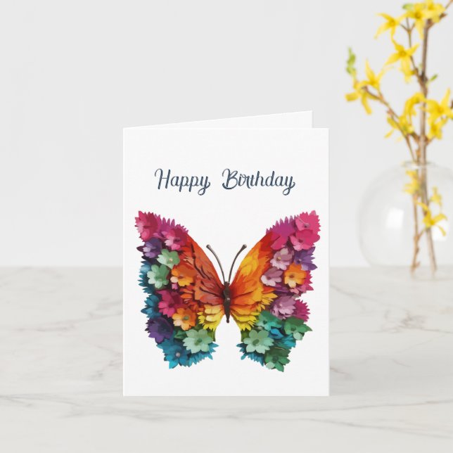 Birthday Butterfly Flowery Wings Card (Yellow Flower)