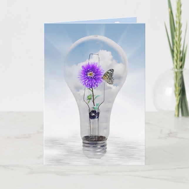 Birthday butterfly in light bulb card (Front)
