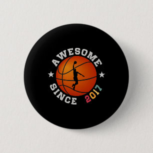 Birthday Bysketbyll Player Awesome Since  6 Cm Round Badge