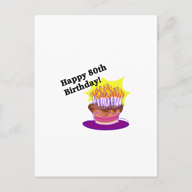 Birthday Cake 80th Postcard (Front)