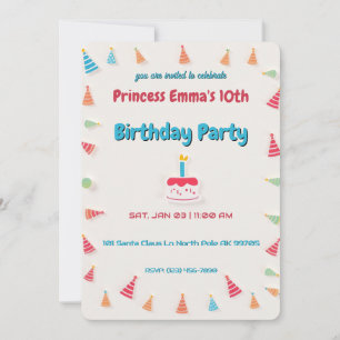 Birthday Cake and Hats Invitation