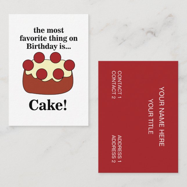 Birthday Cake Bakery Business Card (Front/Back)