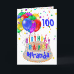 Birthday Cake Balloons Add NAME AGE 100 Card<br><div class="desc">Add recipients name & age,  you can also alter the text inside and close with your signature.</div>