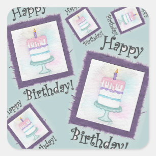 Birthday Cake Birthday Cards Square Sticker