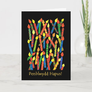 Birthday Cake Candles Card,Welsh Greeting Card