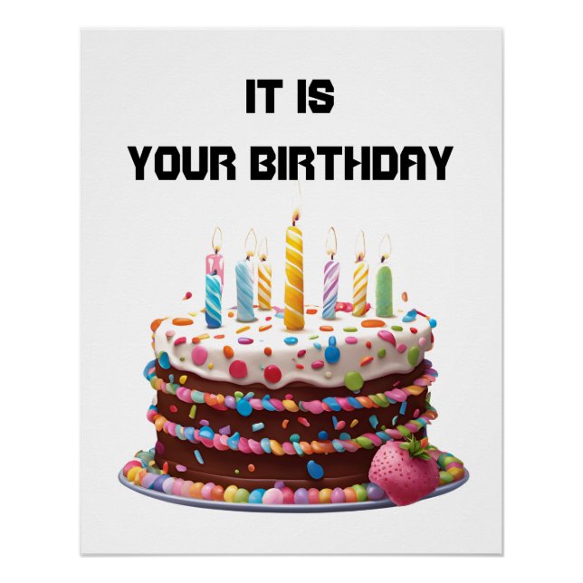 Birthday Cake Candles Custom Personalized Celebrat Poster (Front)