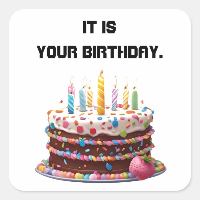 Birthday Cake Candles Custom Personalized Celebrat Square Sticker (Front)