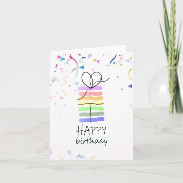 Birthday Cake Card with Confetti (Front)