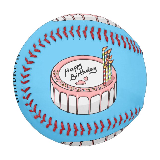 Birthday cake cartoon illustration baseball (Front Left)