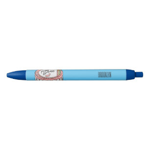 Birthday cake cartoon illustration black ink pen