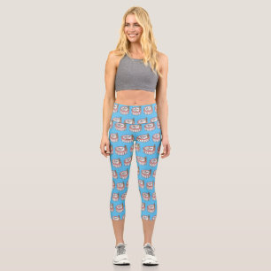 Birthday cake cartoon illustration capri leggings