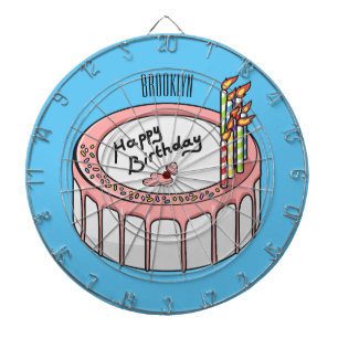 Birthday cake cartoon illustration dartboard