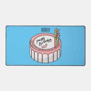 Birthday cake cartoon illustration desk mat