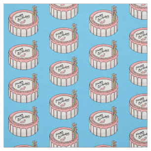 Birthday cake cartoon illustration fabric