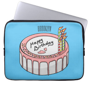 Birthday cake cartoon illustration  laptop sleeve