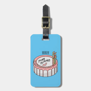 Birthday cake cartoon illustration luggage tag