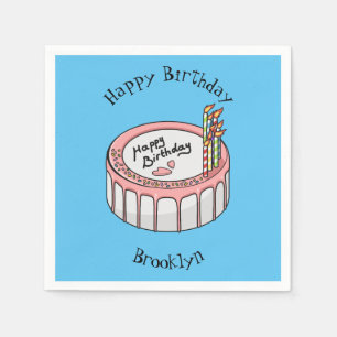 Birthday cake cartoon illustration napkin