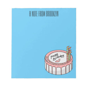 Birthday cake cartoon illustration notepad
