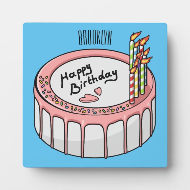 Birthday cake cartoon illustration  plaque (Front)